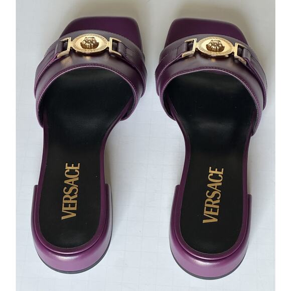 VERSACE Medusa Women's Plum Sandals 7 US (37 Euro) 1014748 Spain NIB $900 - Picture 9 of 15